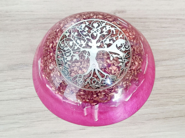 Orgonite dôme rose arbre de vie